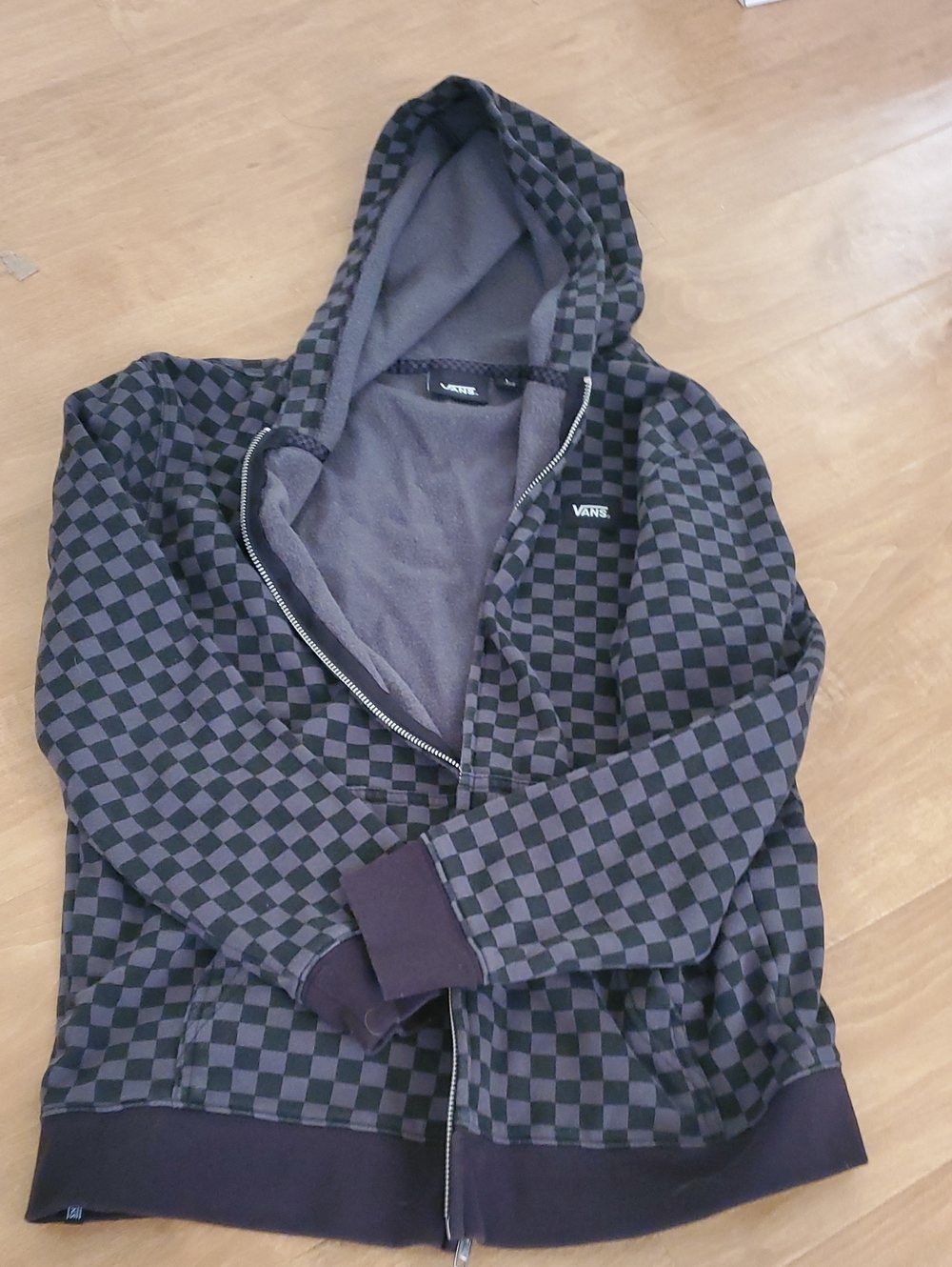 Vans Black and Gray Checkerboard Zip Hoodie